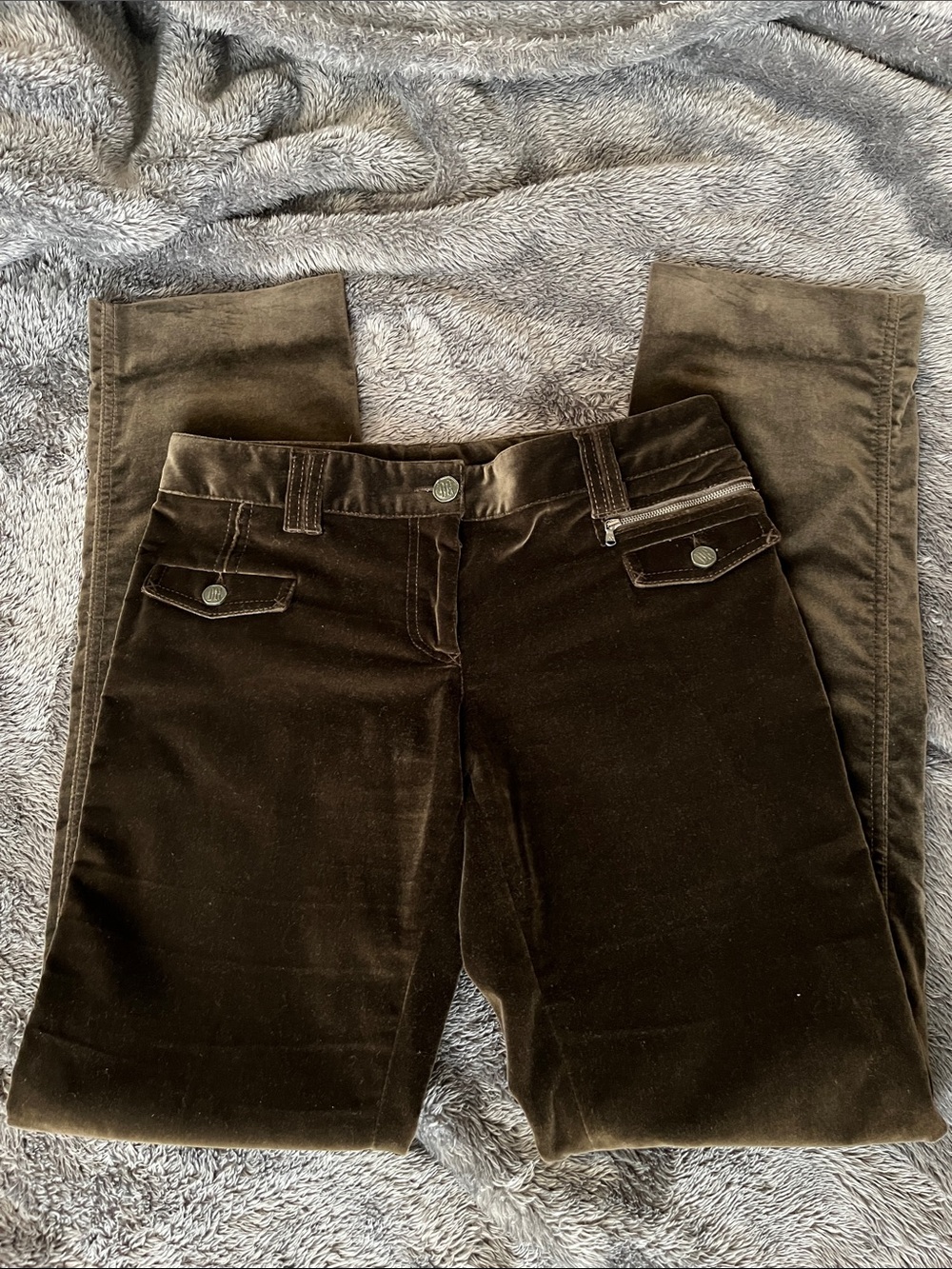 Brown Academia Velvet Cargo Utility Pants Women's Y2K 90s Size S/M
